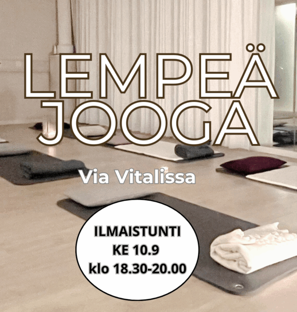 ILMAISTUNTI ViaVitalissa lempeää joogaa ke 10.9 klo 18.30-20.00